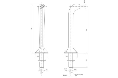 Colonna per Spillatore Modello Cobra a 1 Via, in Ottone Cromato